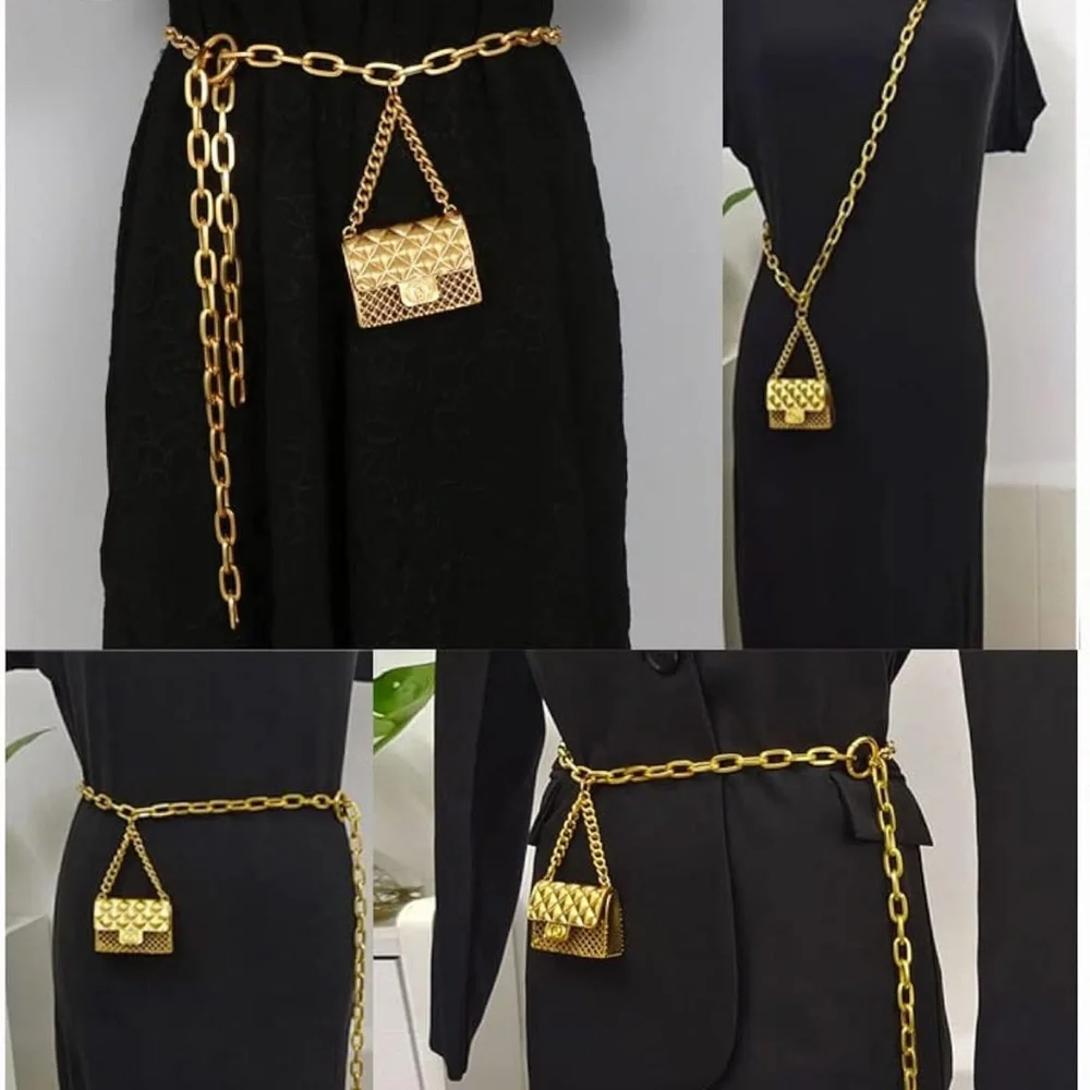 Gold Chain Waist Belt with Mini Bag